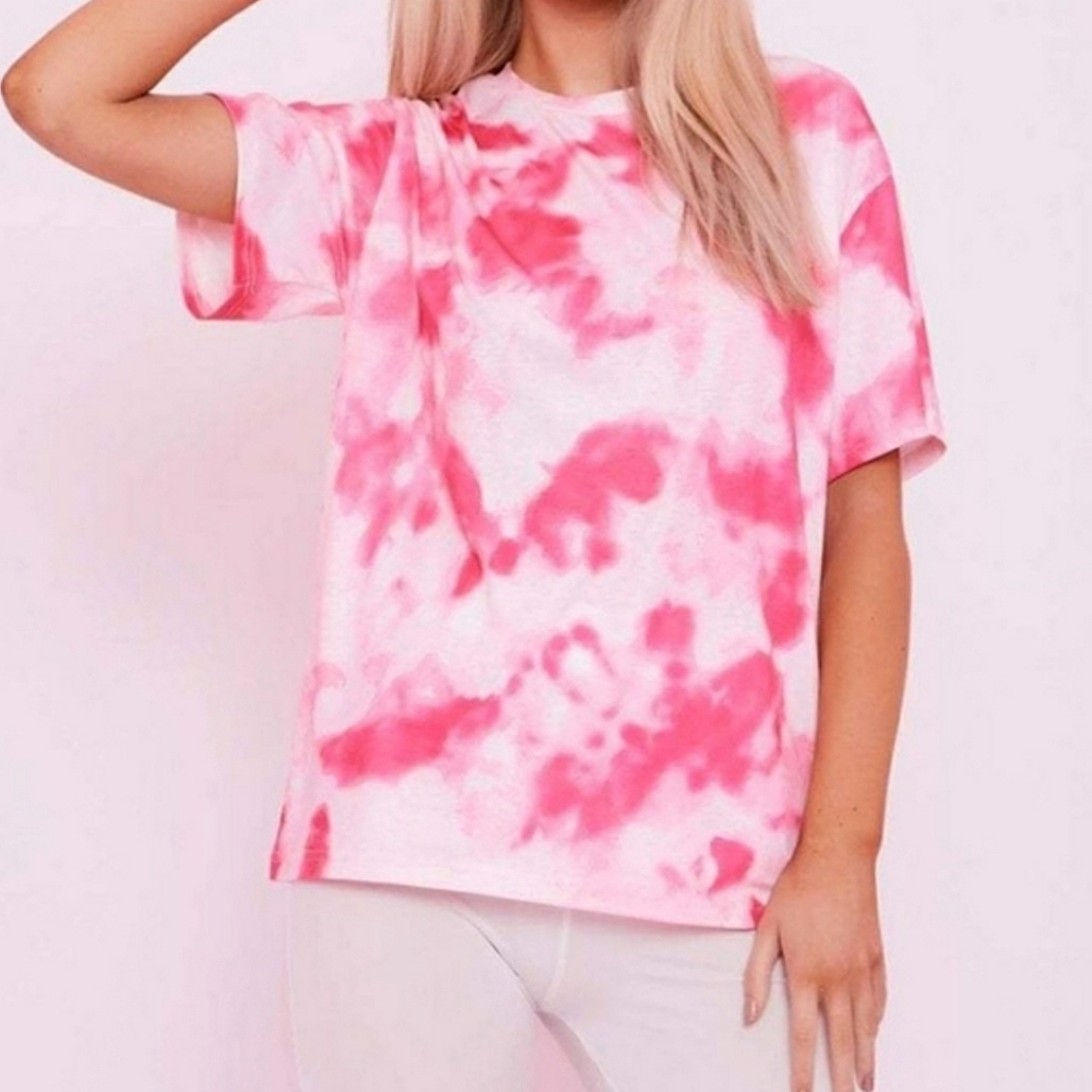 Victoria's Secret PINK Oversize Campus Short-Sleeve Tye Dye T-Shirt, Size Small
